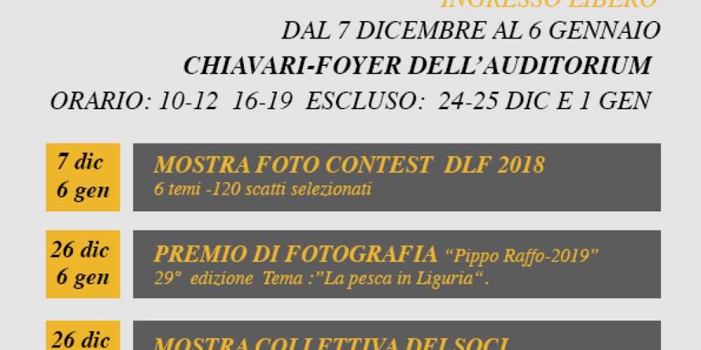 All’Auditorium San Francesco la mostra dei fotografi del DLF Chiavari